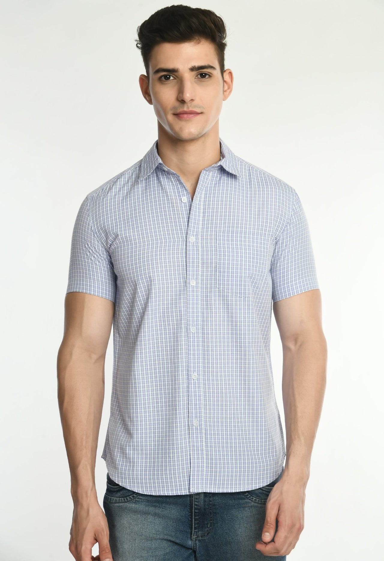 Men's PV Half Sleeves Checks Shirt - RueCollections