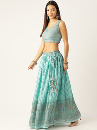 Thumbnail for Mirror Work Ready to Wear Lehenga & Blouse With Dupatta - RueCollections