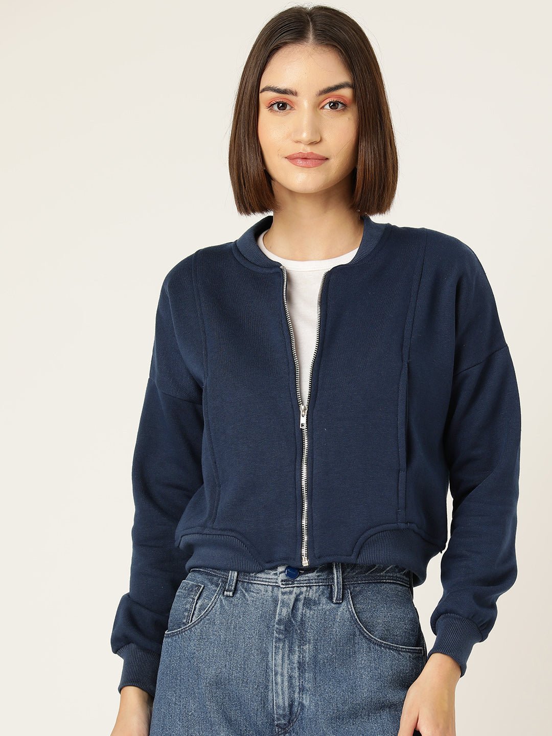 Mock Collar Fleece Sweatshirt - RueCollections