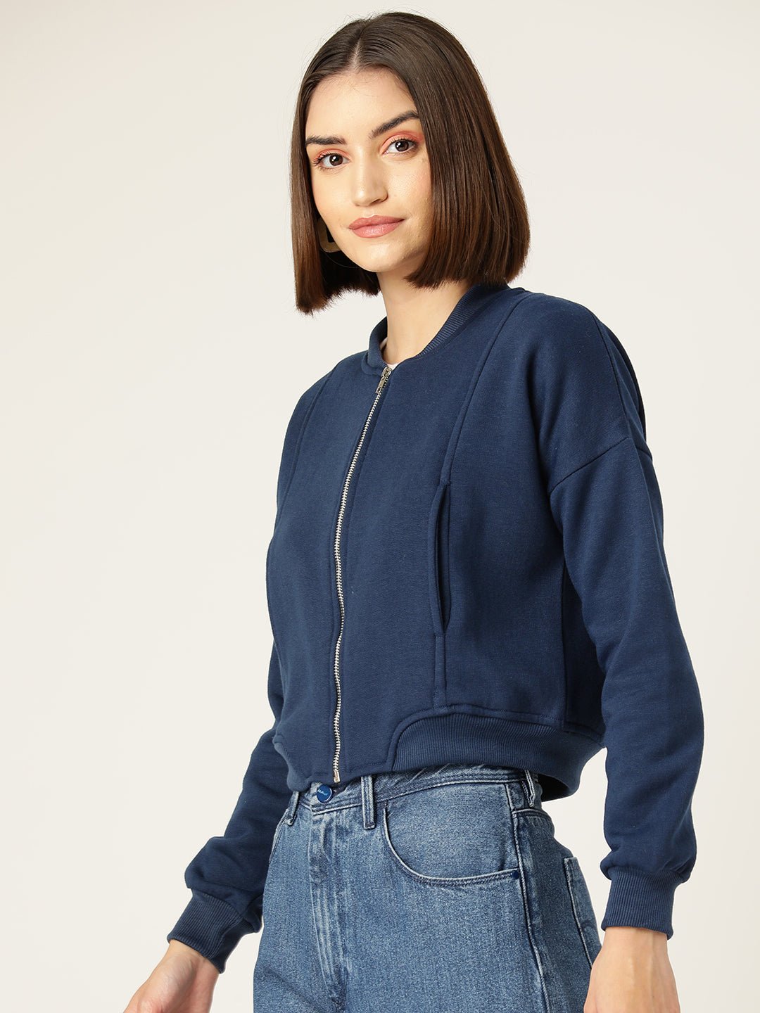 Mock Collar Fleece Sweatshirt - RueCollections