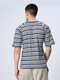 Thumbnail for Multi Color Stripes Round Neck T-shirt - RueCollections