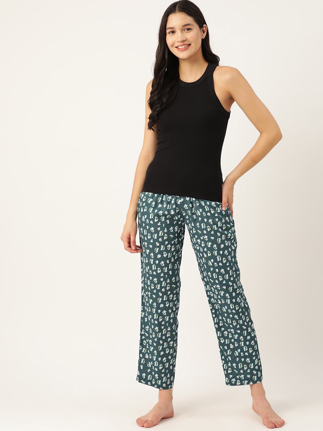 Multicolored Women Pure Cotton Printed Lounge Pants - RueCollections