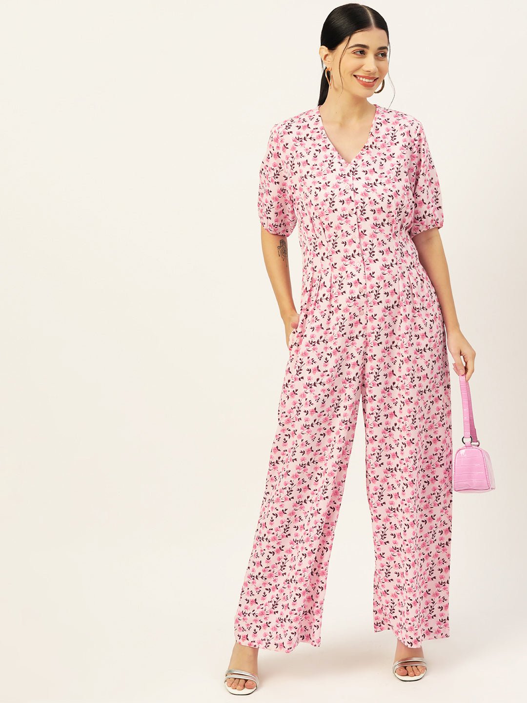 Multicoloured Printed Basic Jumpsuit - RueCollections