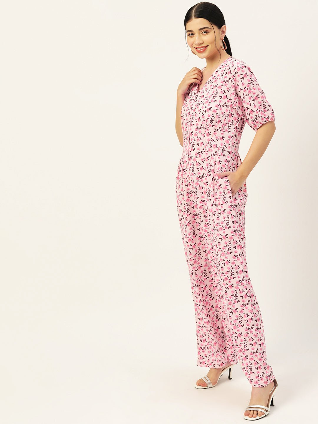 Multicoloured Printed Basic Jumpsuit - RueCollections