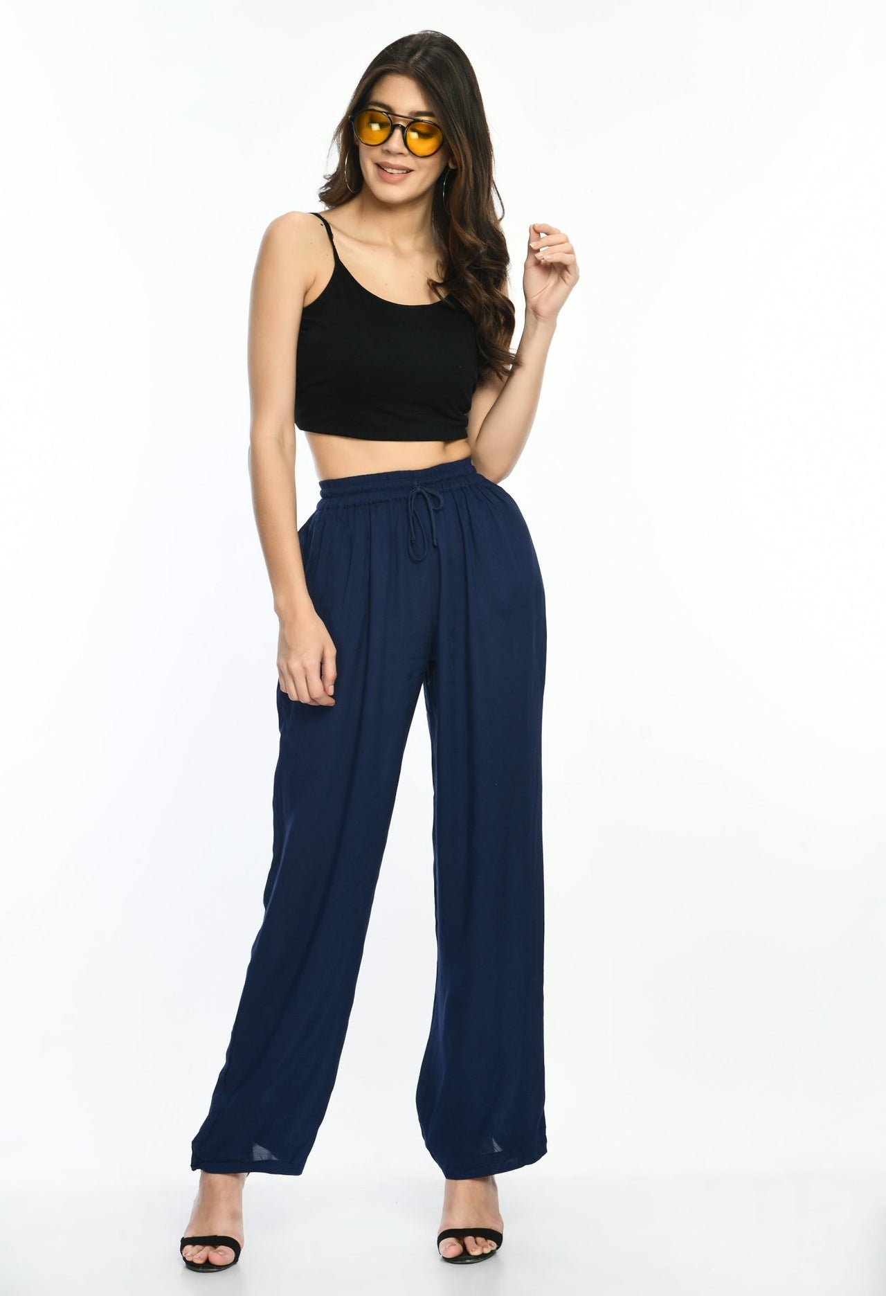 Navy Viscose Trousers - RueCollections