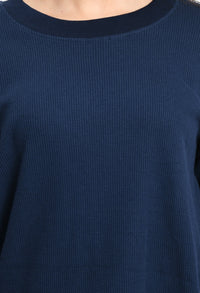 Thumbnail for Navy Waffle Unisex Basic Full Sleeves T-shirt - RueCollections