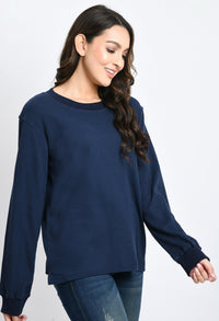 Thumbnail for Navy Waffle Unisex Basic Full Sleeves T-shirt - RueCollections