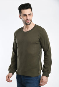 Thumbnail for Olive Waffle Unisex Basic Full Sleeves T-shirt - RueCollections