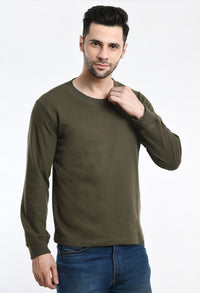 Thumbnail for Olive Waffle Unisex Basic Full Sleeves T-shirt - RueCollections