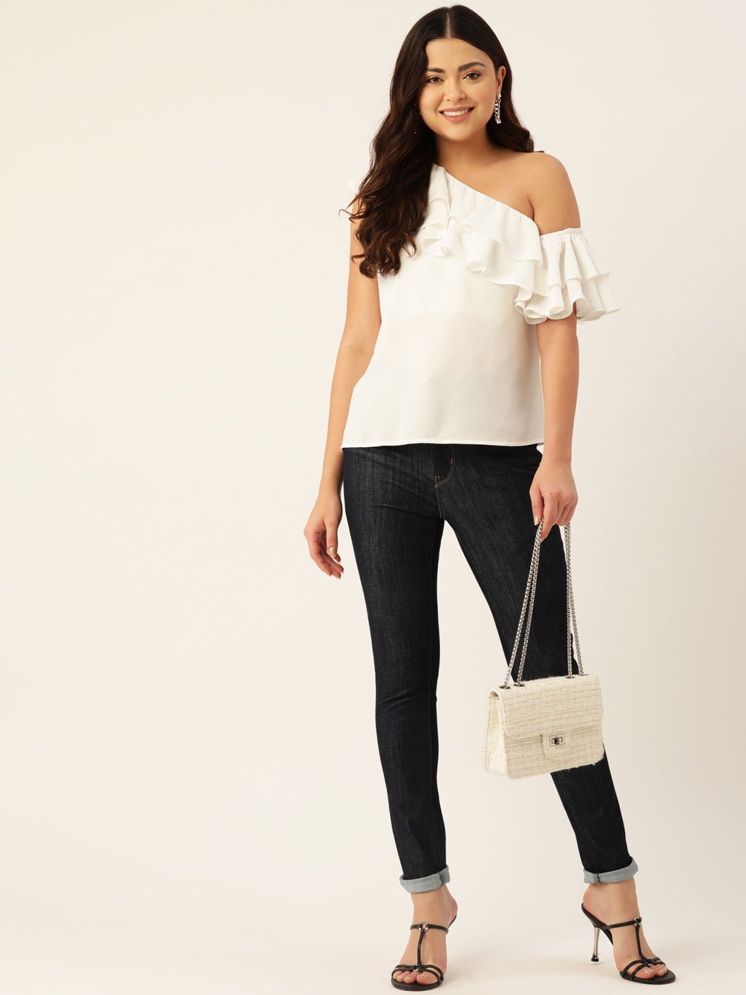 One Shoulder Ruffles Georgette Top - RueCollections