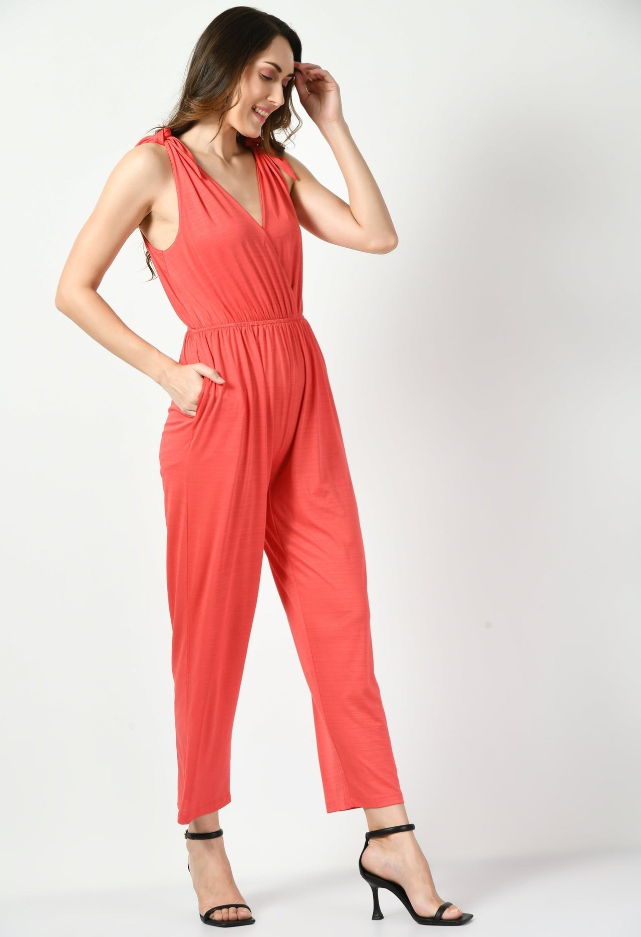 Orange Sleeveless Jumpsuit - RueCollections