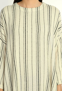 Thumbnail for Oversized Cotton Striped Dress With Side Pockets - RueCollections