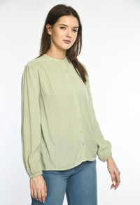 Thumbnail for Pale Olive Viscose Button Down Top - RueCollections