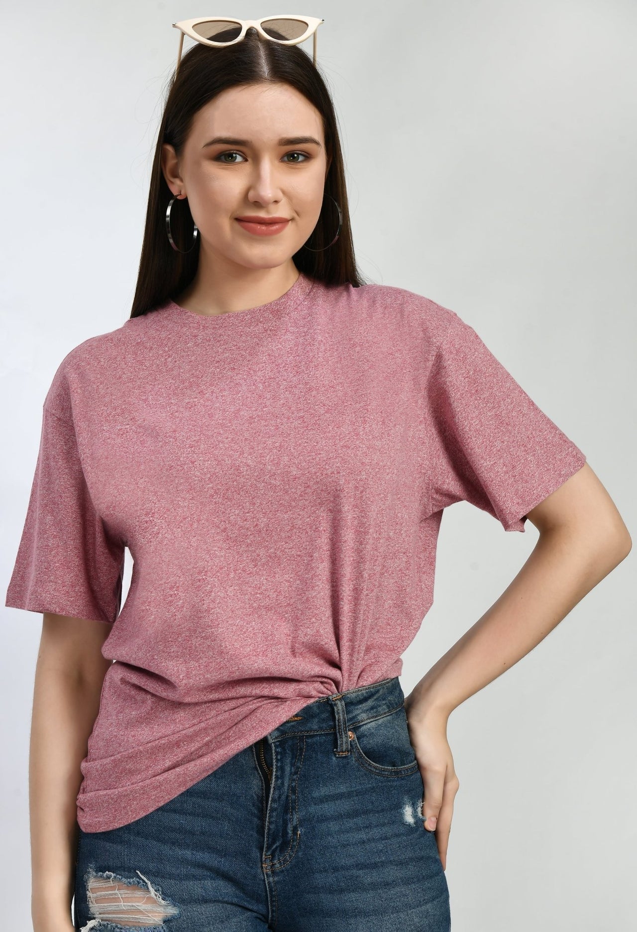 Peach Color Oversized T-Shirt Type Top - RueCollections