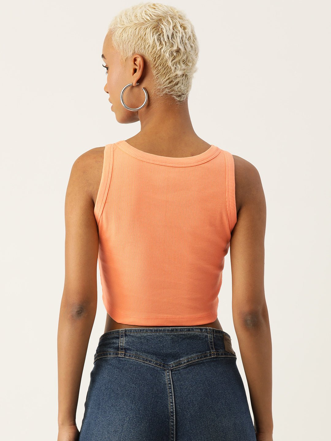 Peach Sleeveless Crop Top - RueCollections