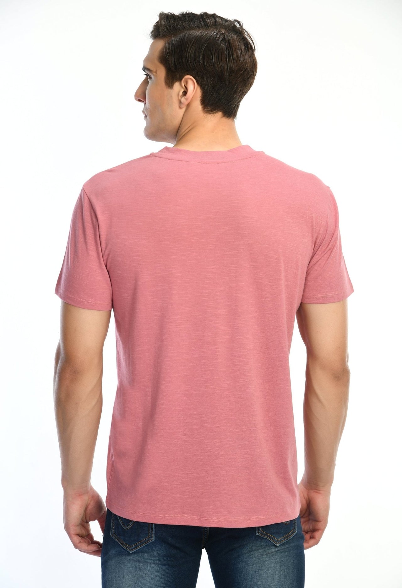 Pink Cotton T-shirt with Contrast Pocket - RueCollections