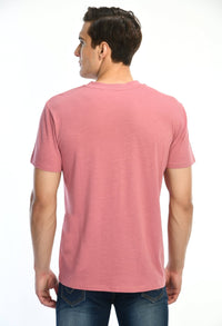 Thumbnail for Pink Cotton T-shirt with Contrast Pocket - RueCollections