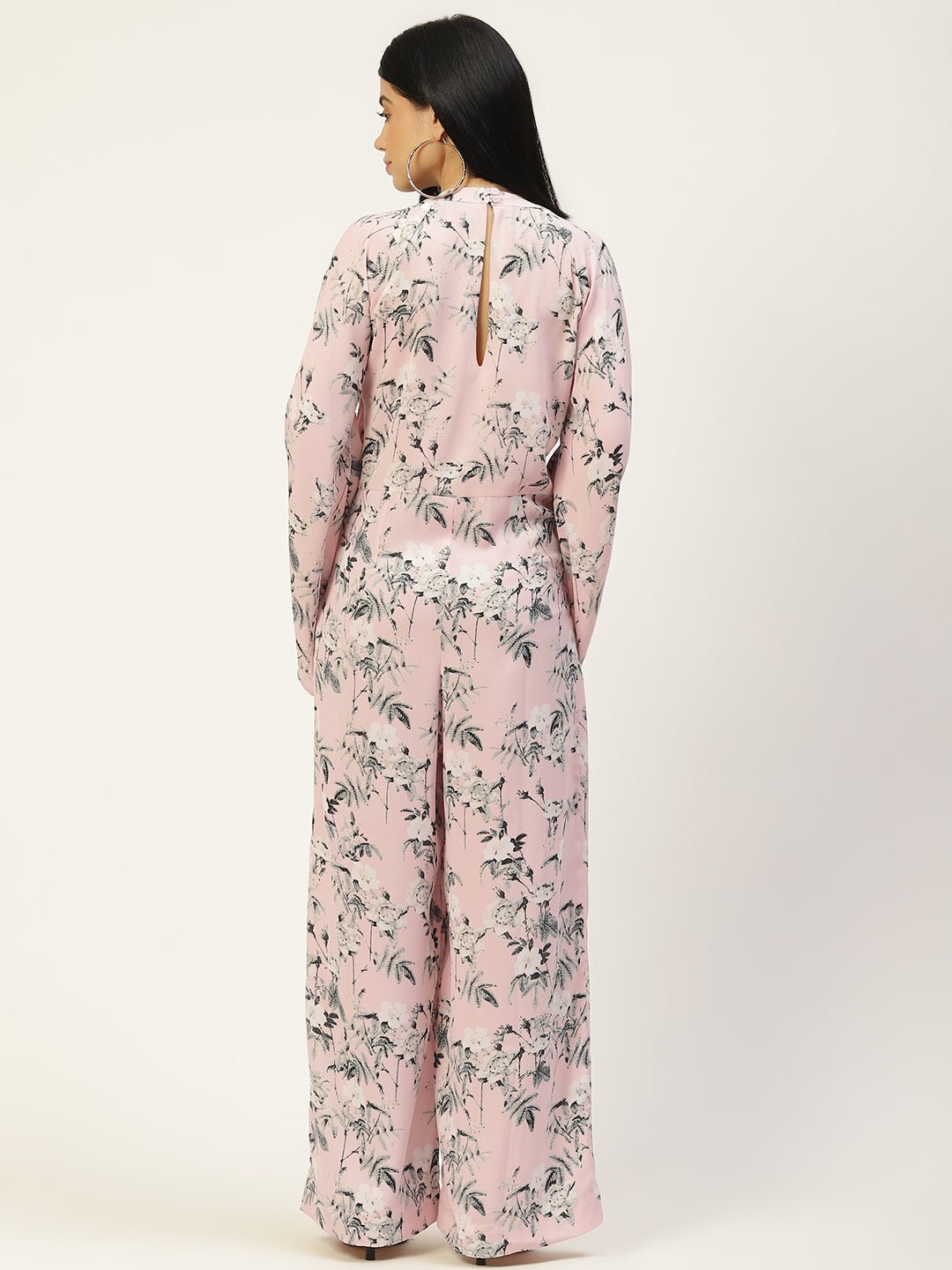 Pink & Grey Printed Basic Jumpsuit - RueCollections