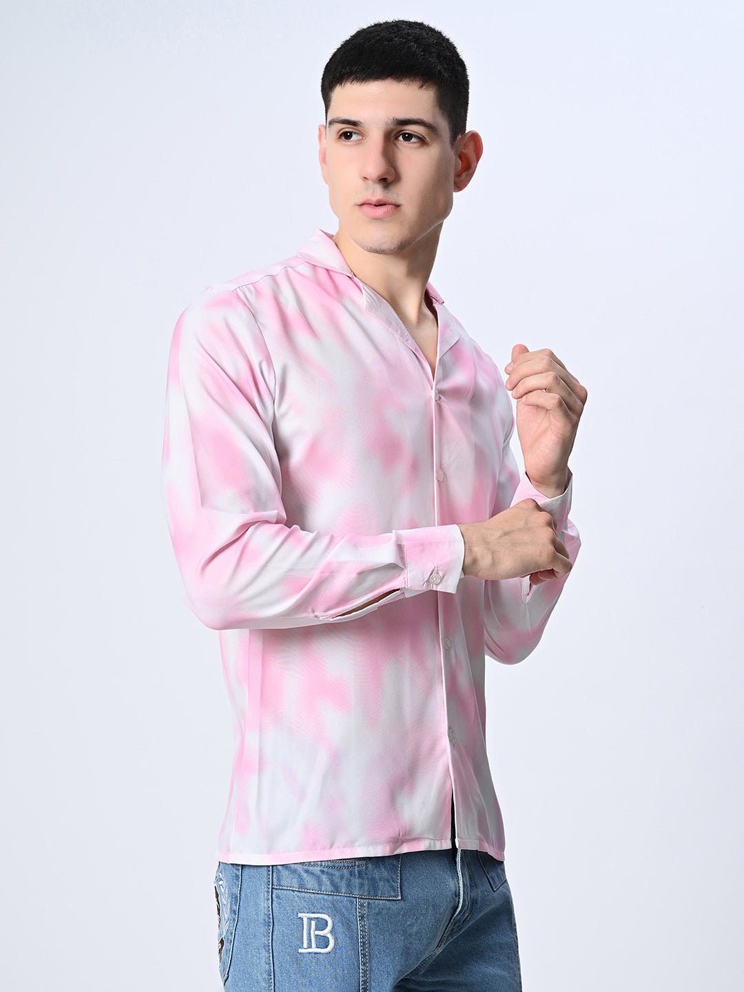 Pink Tie Dye printed Full Sleeve Shirt - RueCollections