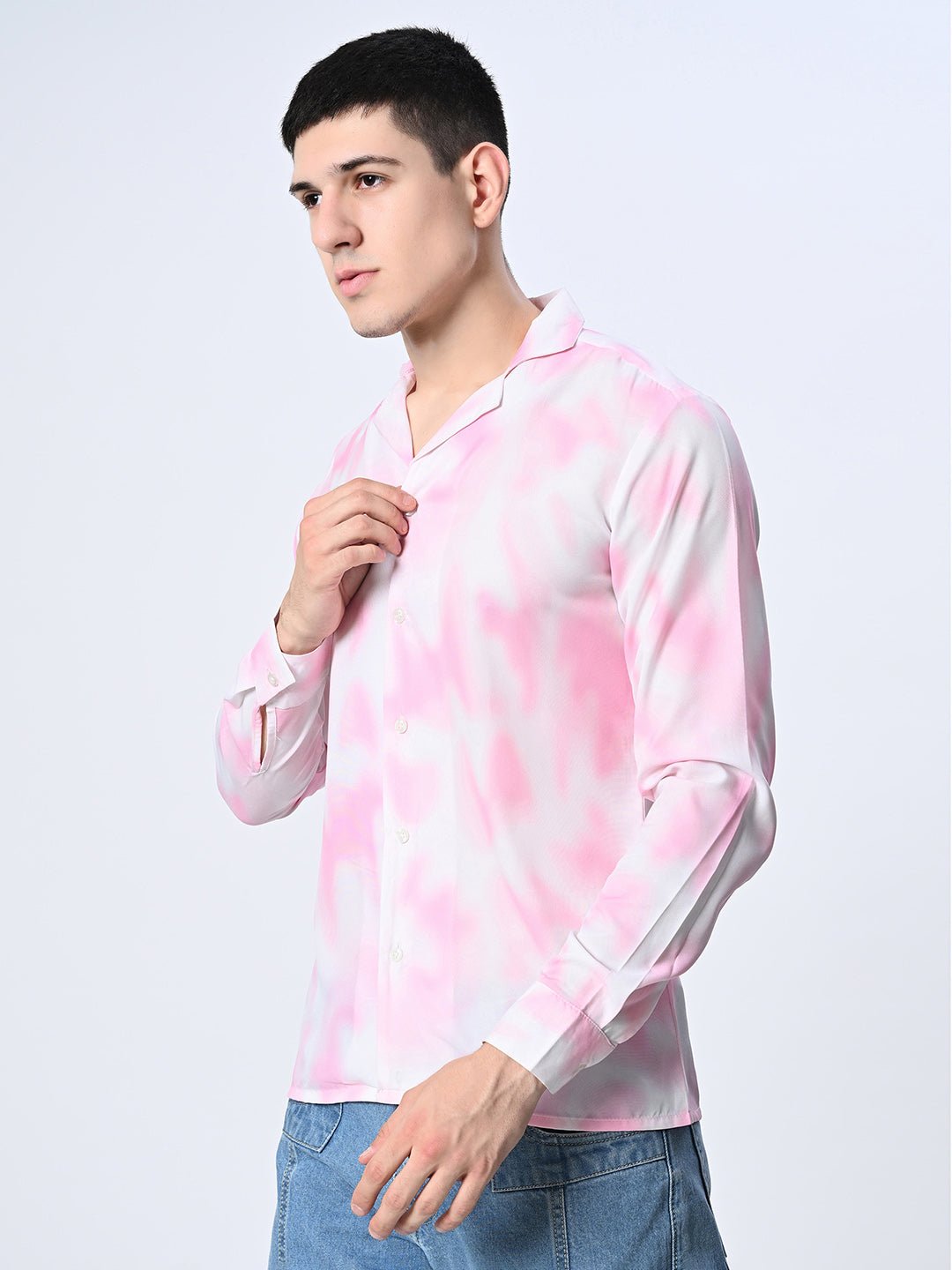 Pink Tie Dye printed Full Sleeve Shirt - RueCollections