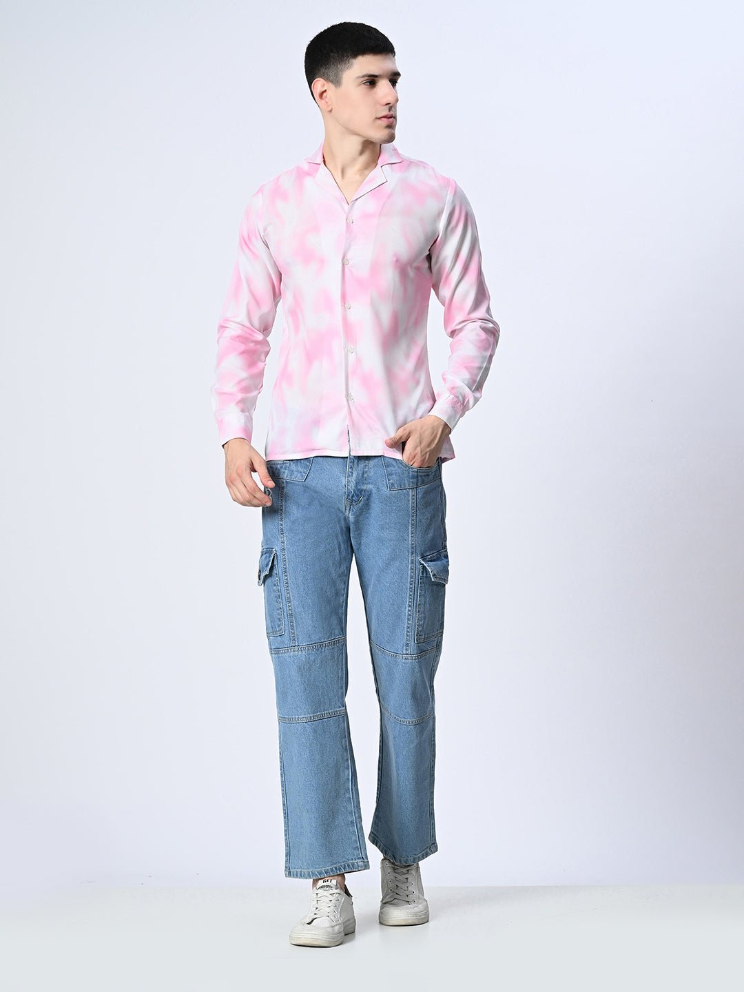 Pink Tie Dye printed Full Sleeve Shirt - RueCollections