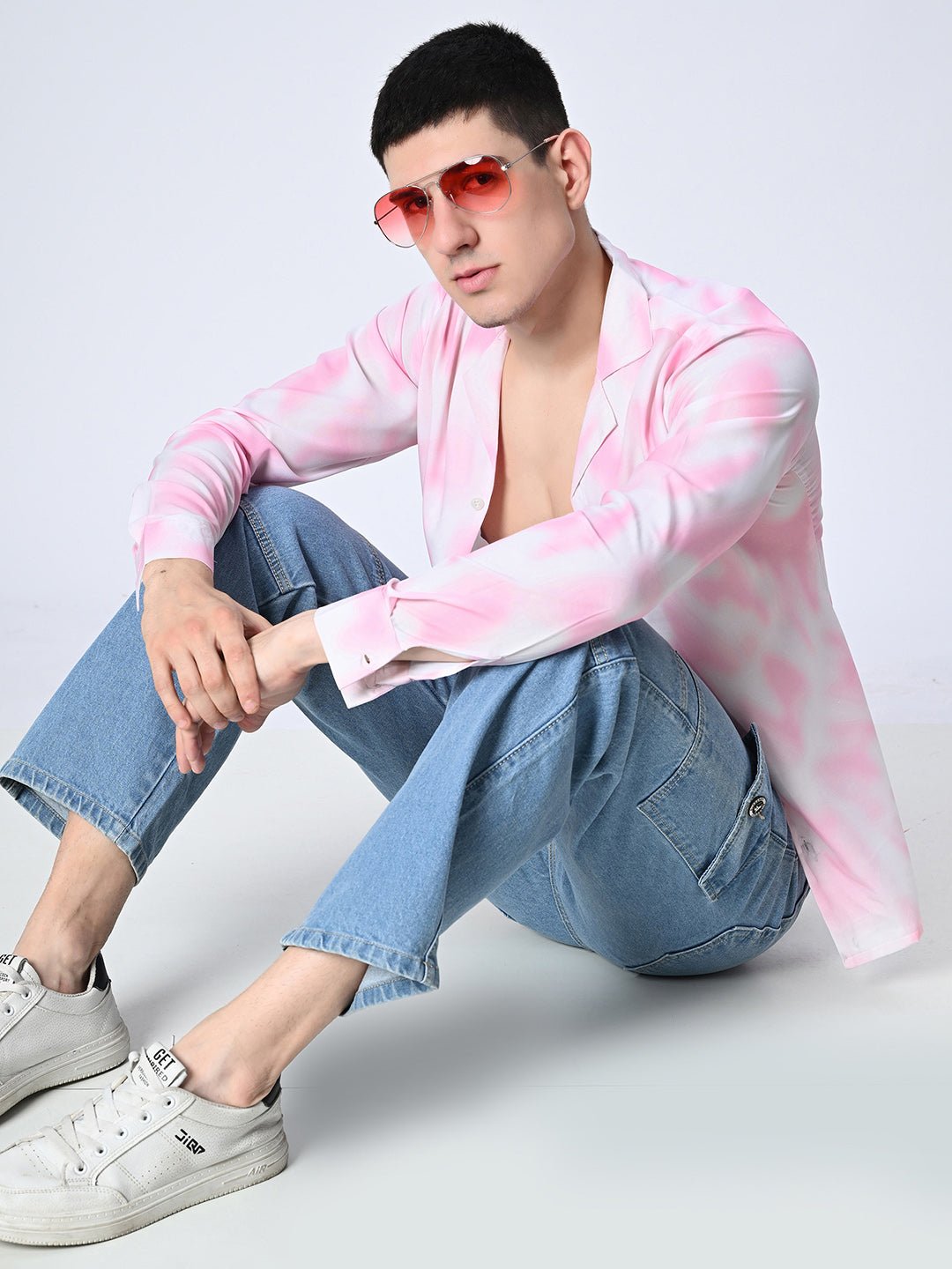 Pink Tie Dye printed Full Sleeve Shirt - RueCollections