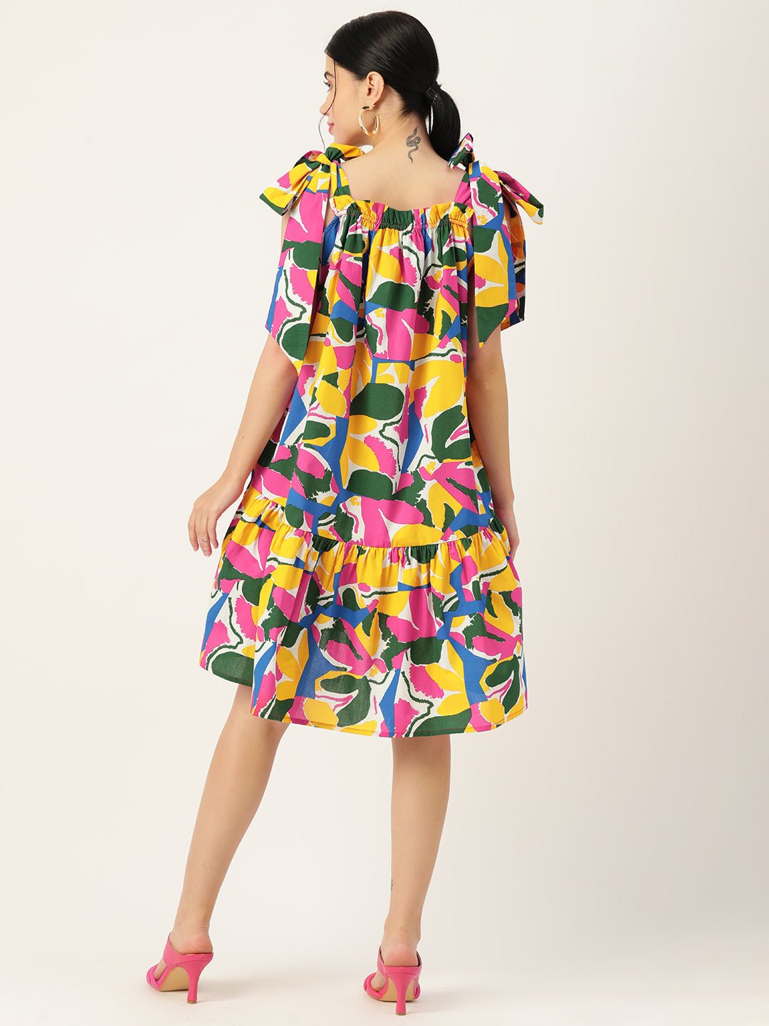 Printed Cotton A - line Dress - RueCollections