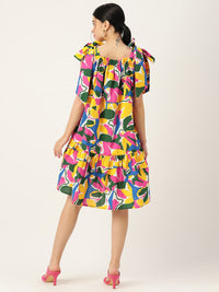 Thumbnail for Printed Cotton A - line Dress - RueCollections