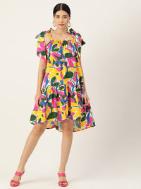 Thumbnail for Printed Cotton A - line Dress - RueCollections