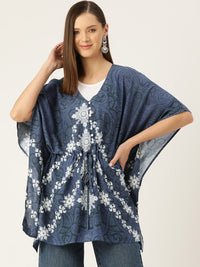 Thumbnail for Printed Kimono Sleeves Ethnic Kaftan Longline Top - RueCollections