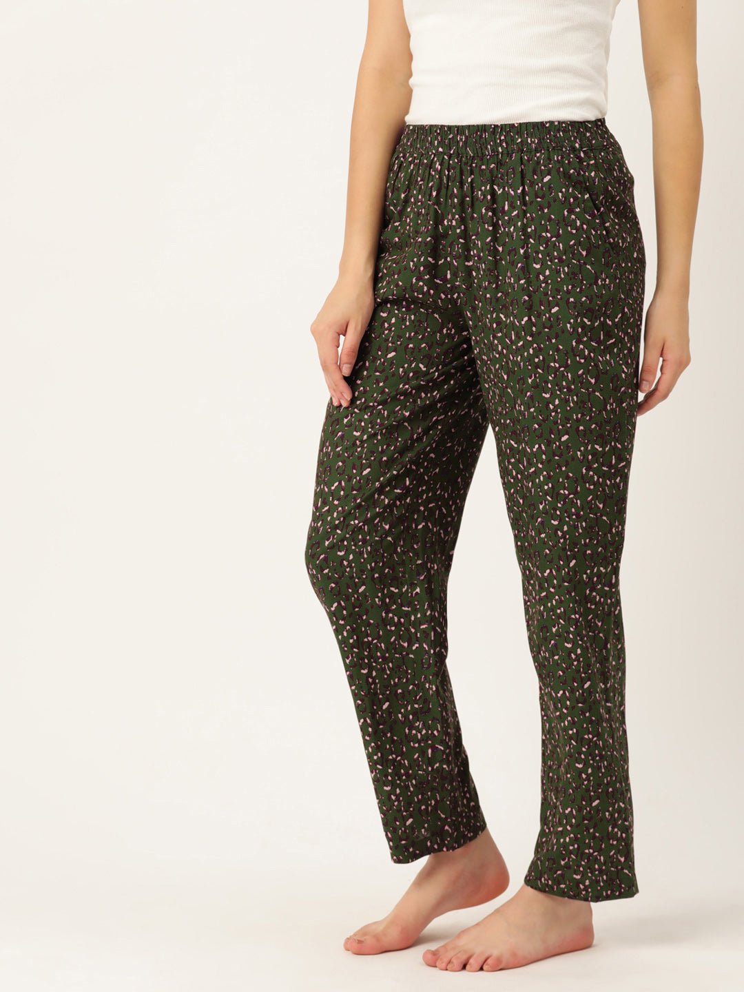 Pure Cotton Multicolored Printed Lounge Pants For Women - RueCollections