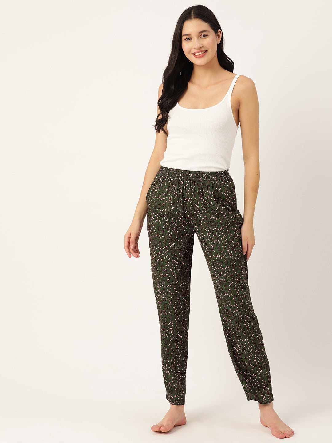 Pure Cotton Multicolored Printed Lounge Pants For Women - RueCollections