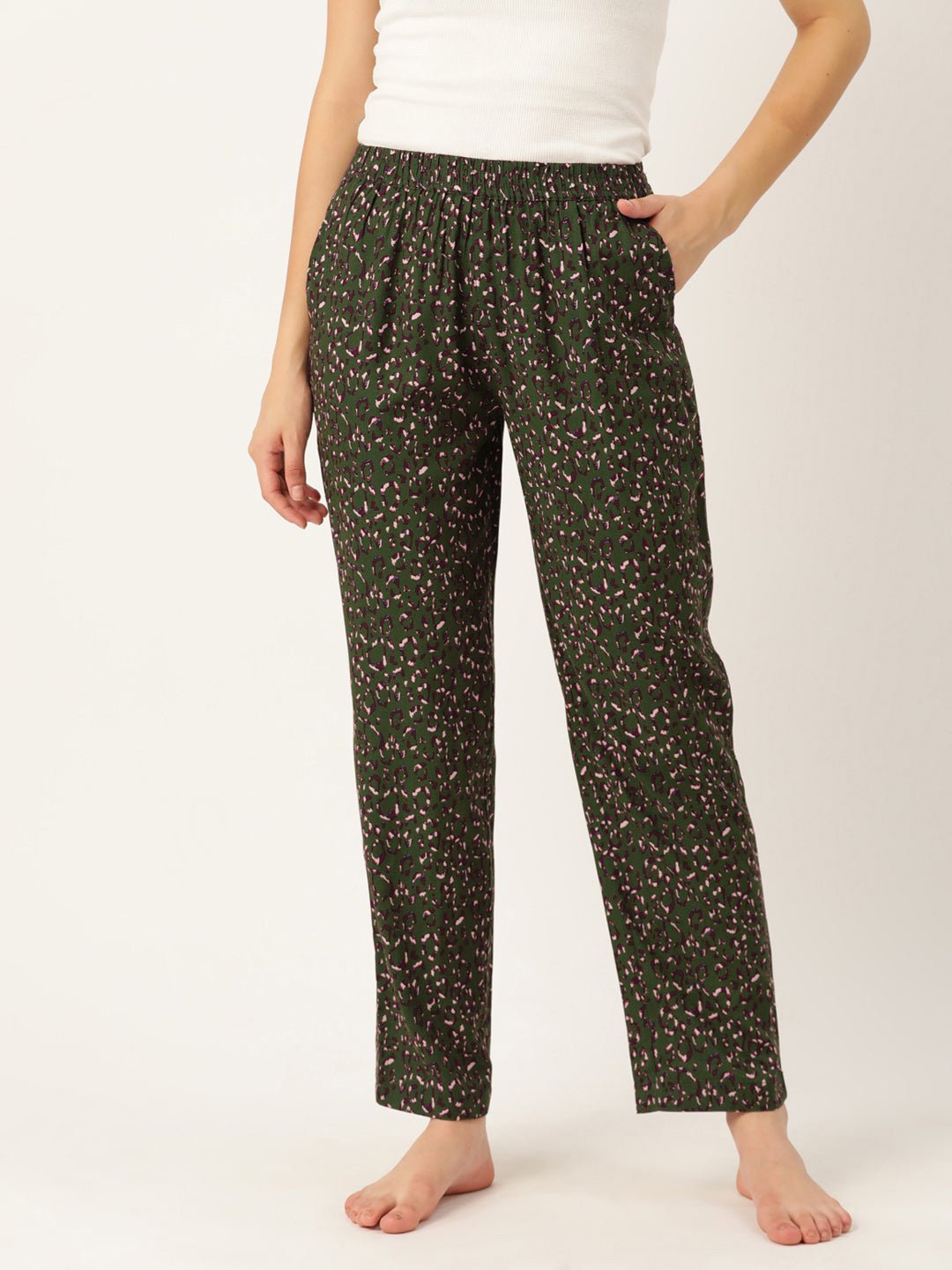 Pure Cotton Multicolored Printed Lounge Pants For Women - RueCollections