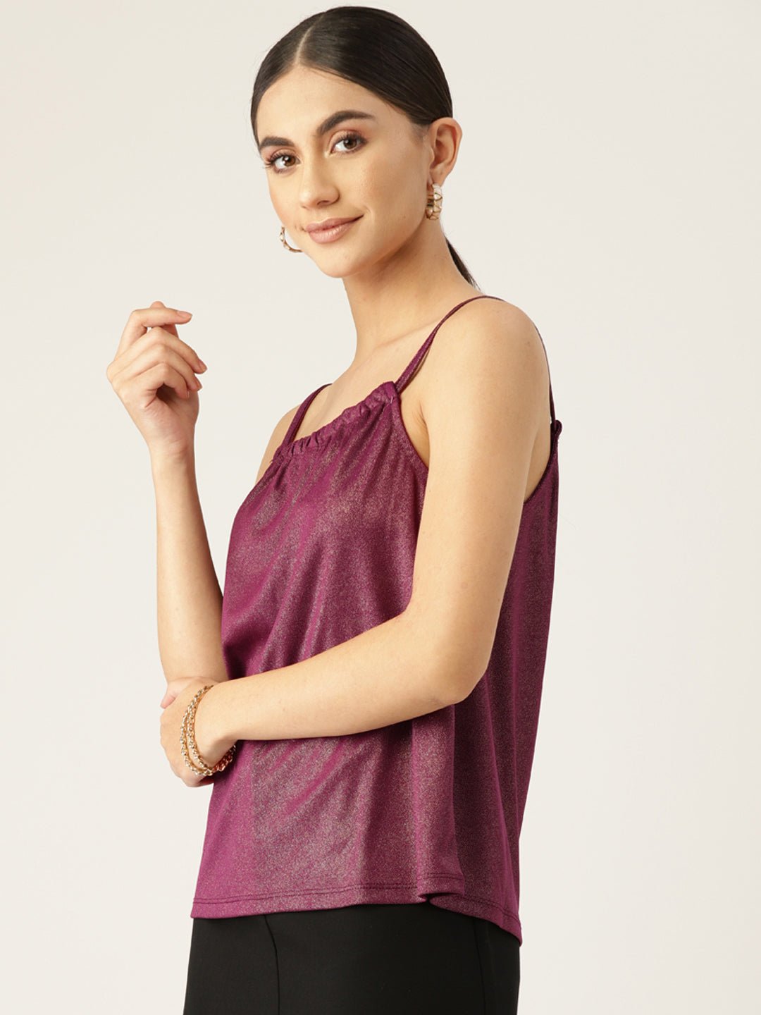 Purple Shoulder Strap Top - RueCollections