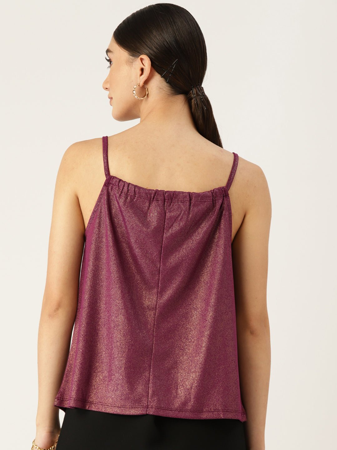 Purple Shoulder Strap Top - RueCollections