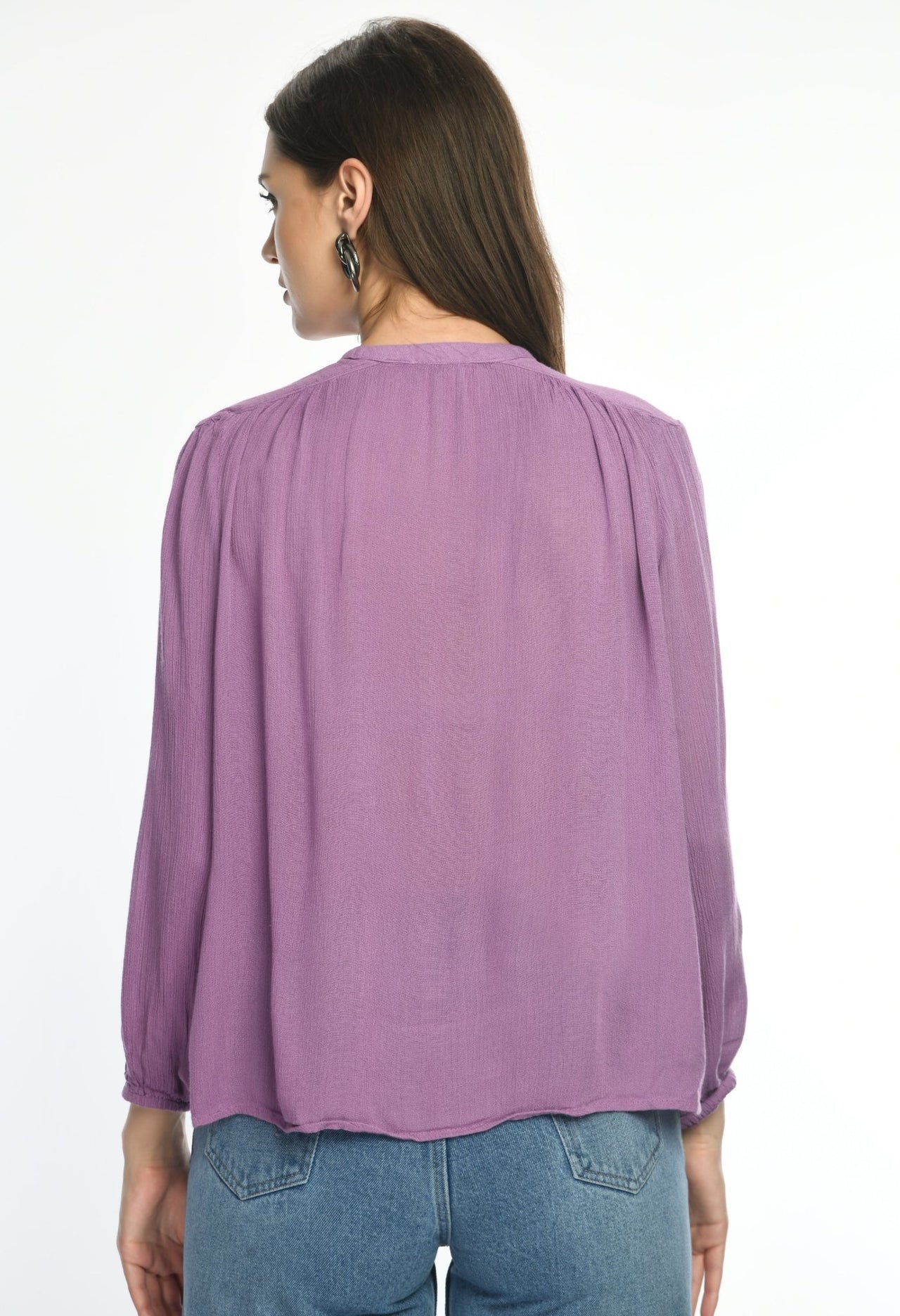 Purple Viscose Button Down Top - RueCollections