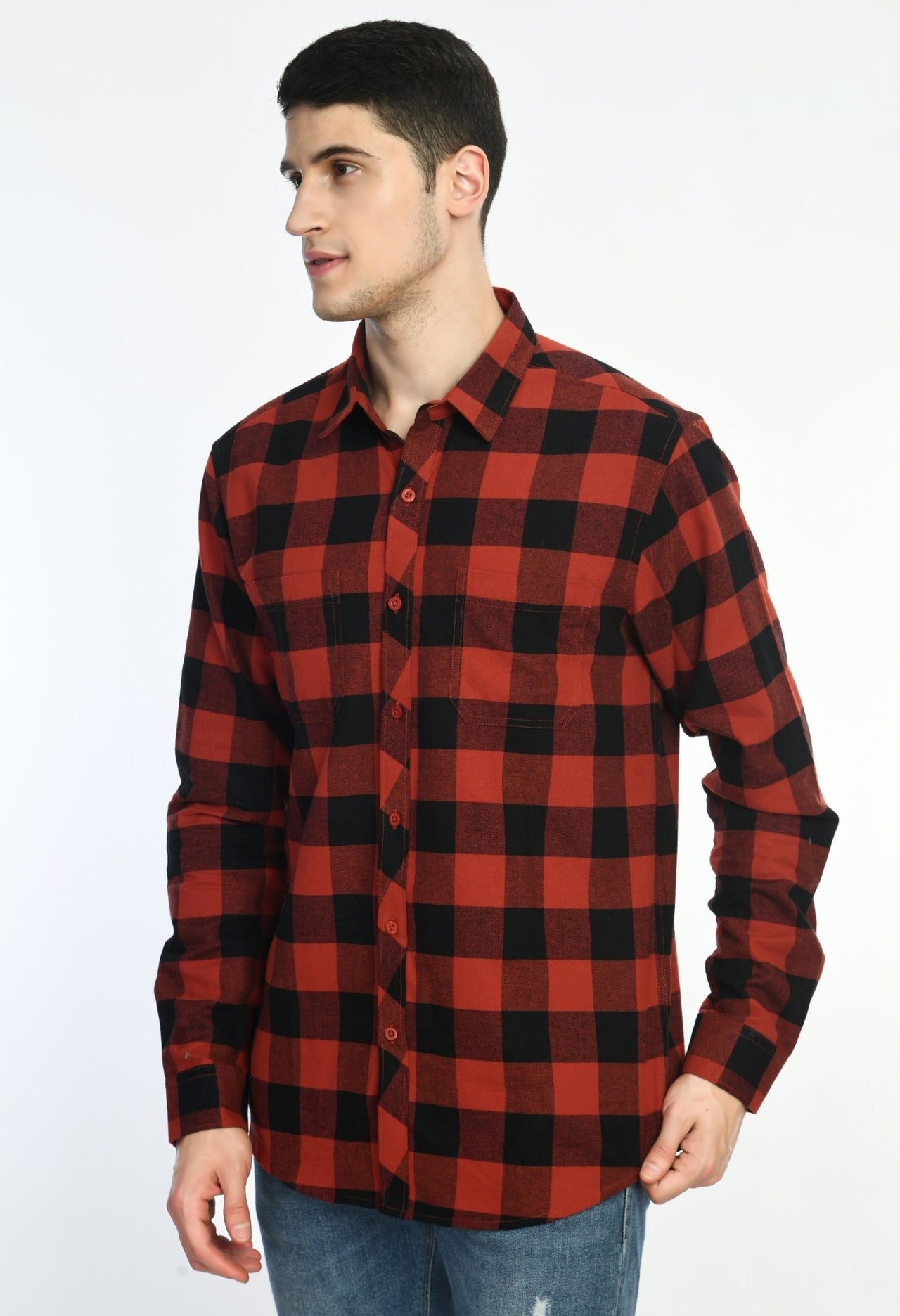 Red & Black Checks Full Sleeve Shirt - RueCollections