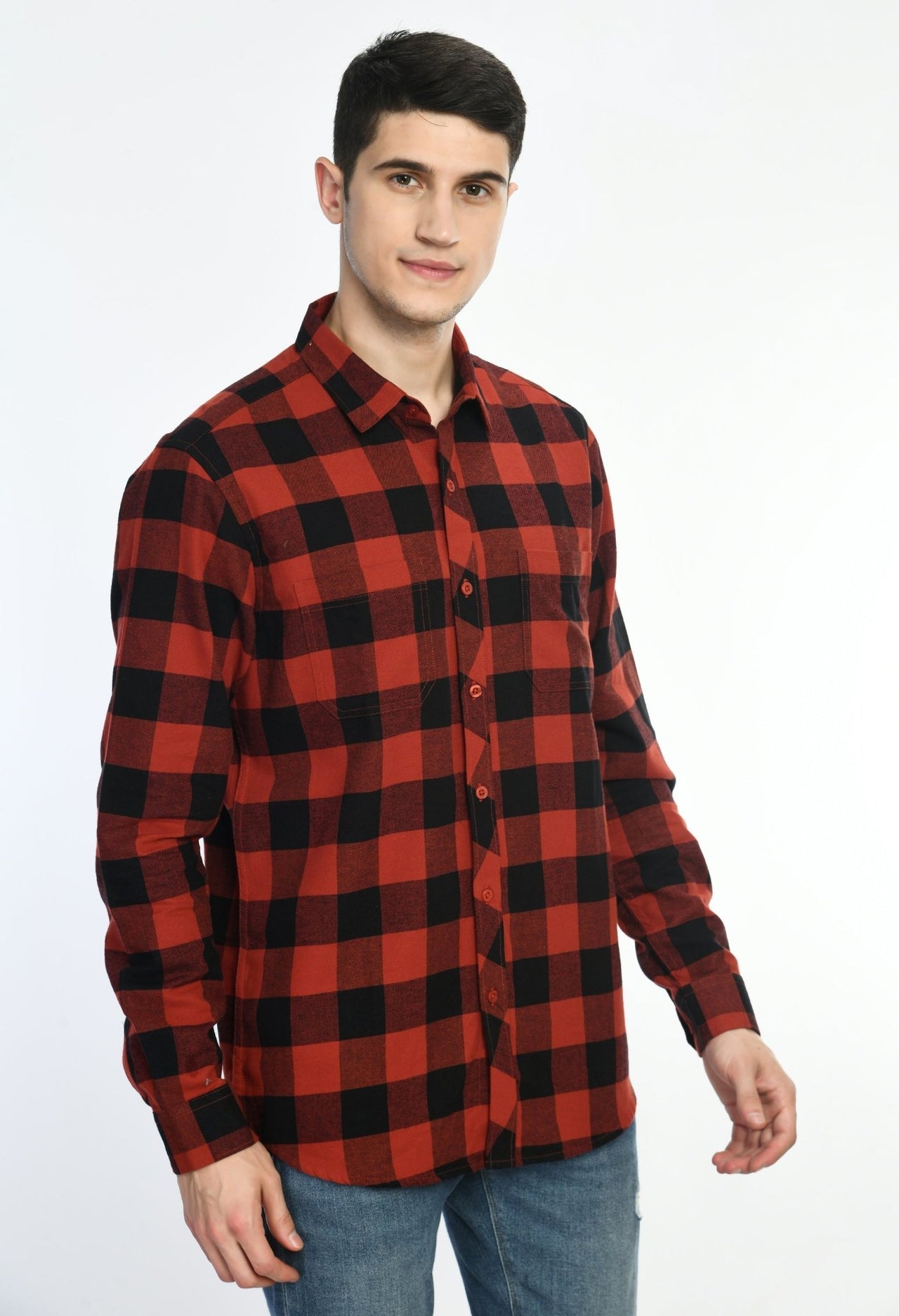 Red & Black Checks Full Sleeve Shirt - RueCollections