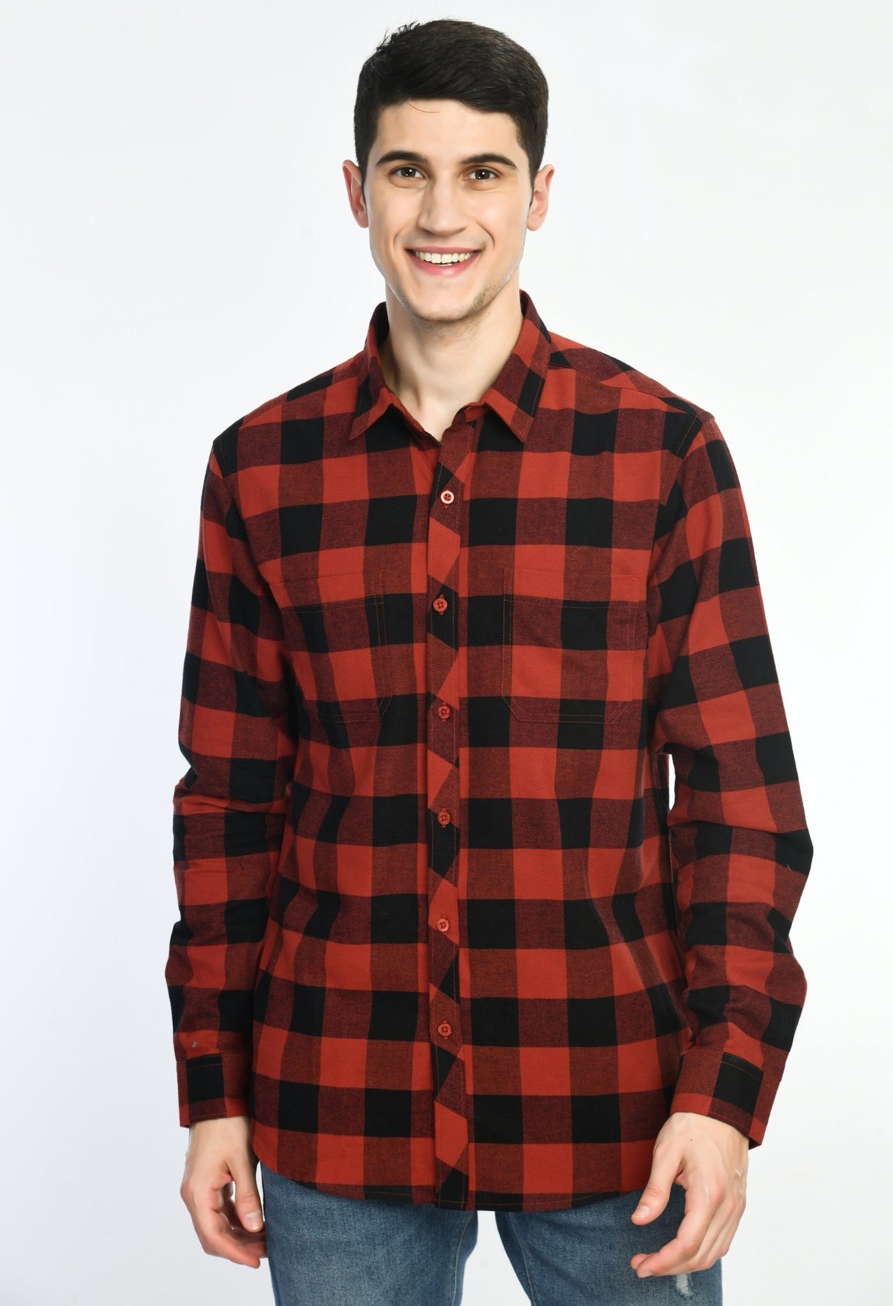 Red & Black Checks Full Sleeve Shirt - RueCollections