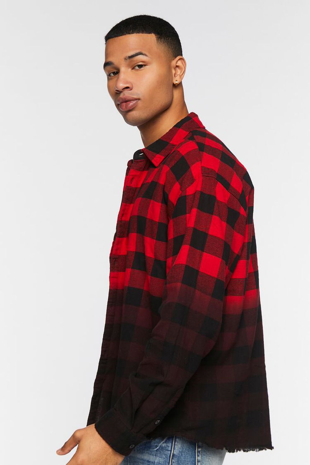 Red Checks Overdyed Shirt - RueCollections