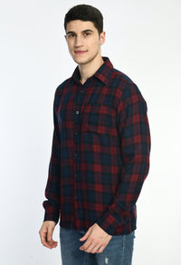 Thumbnail for Red & Navy Checks Full Sleeves Shirt - RueCollections