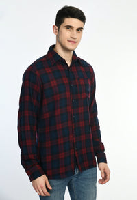 Thumbnail for Red & Navy Checks Full Sleeves Shirt - RueCollections