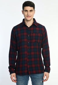 Thumbnail for Red & Navy Checks Full Sleeves Shirt - RueCollections