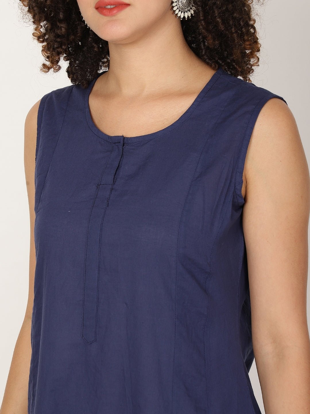 Round Neck Sleeveless A Line Kurta - RueCollections