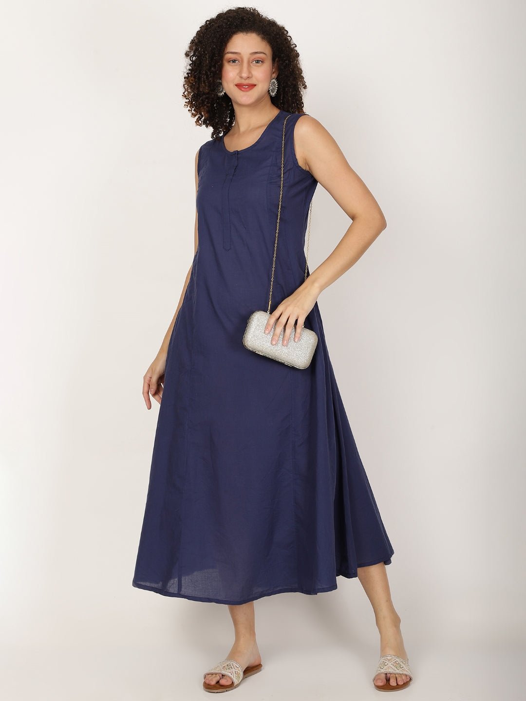 Round Neck Sleeveless A Line Kurta - RueCollections