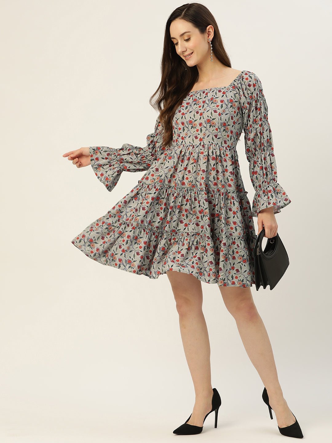 Rue Collection Floral Crepe A - Line Dress - RueCollections