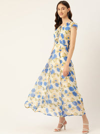 Thumbnail for Rue Collection Floral Print Chiffon A - Line Maxi Dress - RueCollections