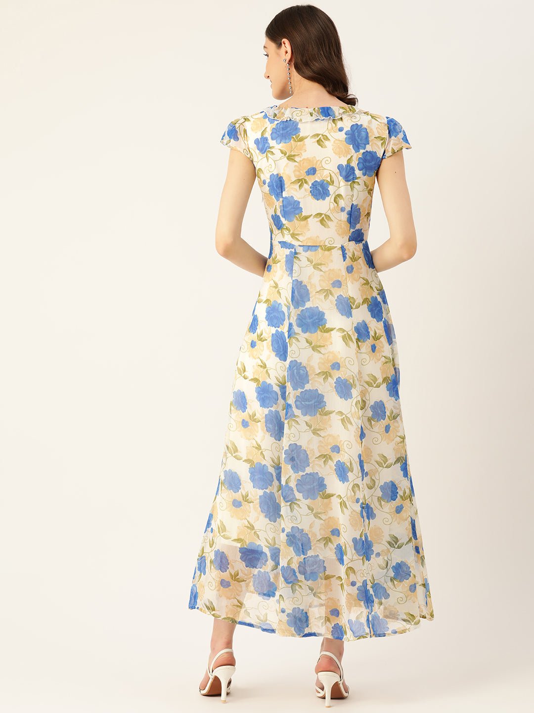 Rue Collection Floral Print Chiffon A - Line Maxi Dress - RueCollections