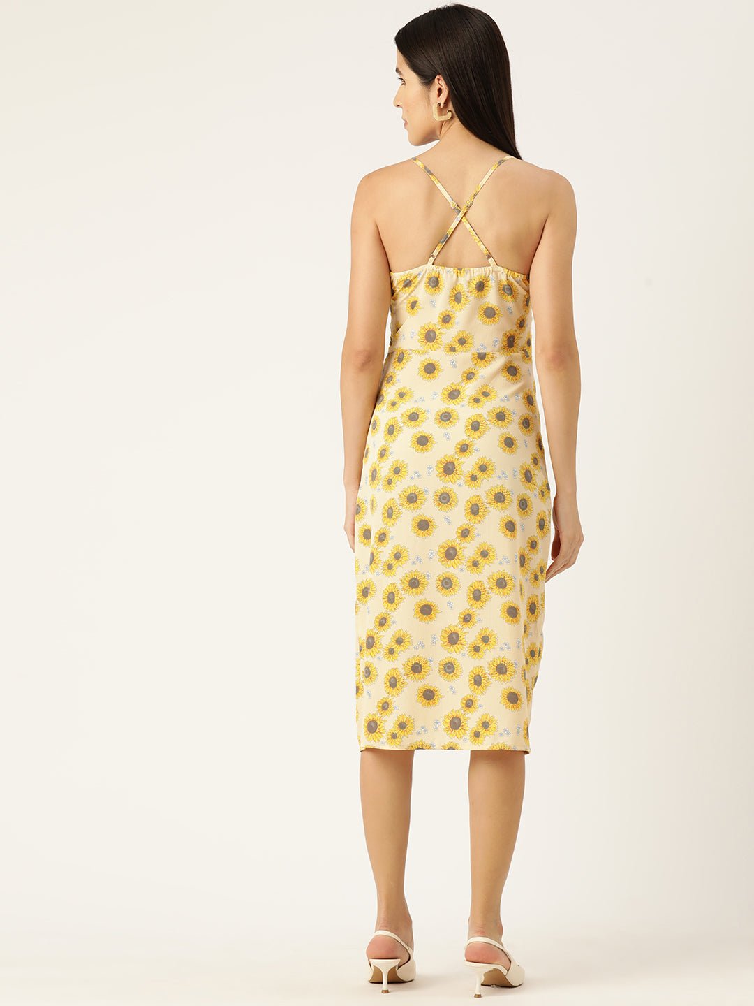 Rue Collection Floral Print Crepe Slip A - Line Dress - RueCollections