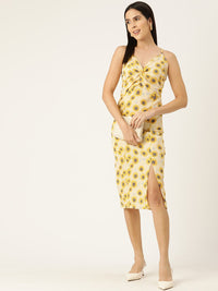 Thumbnail for Rue Collection Floral Print Crepe Slip A - Line Dress - RueCollections